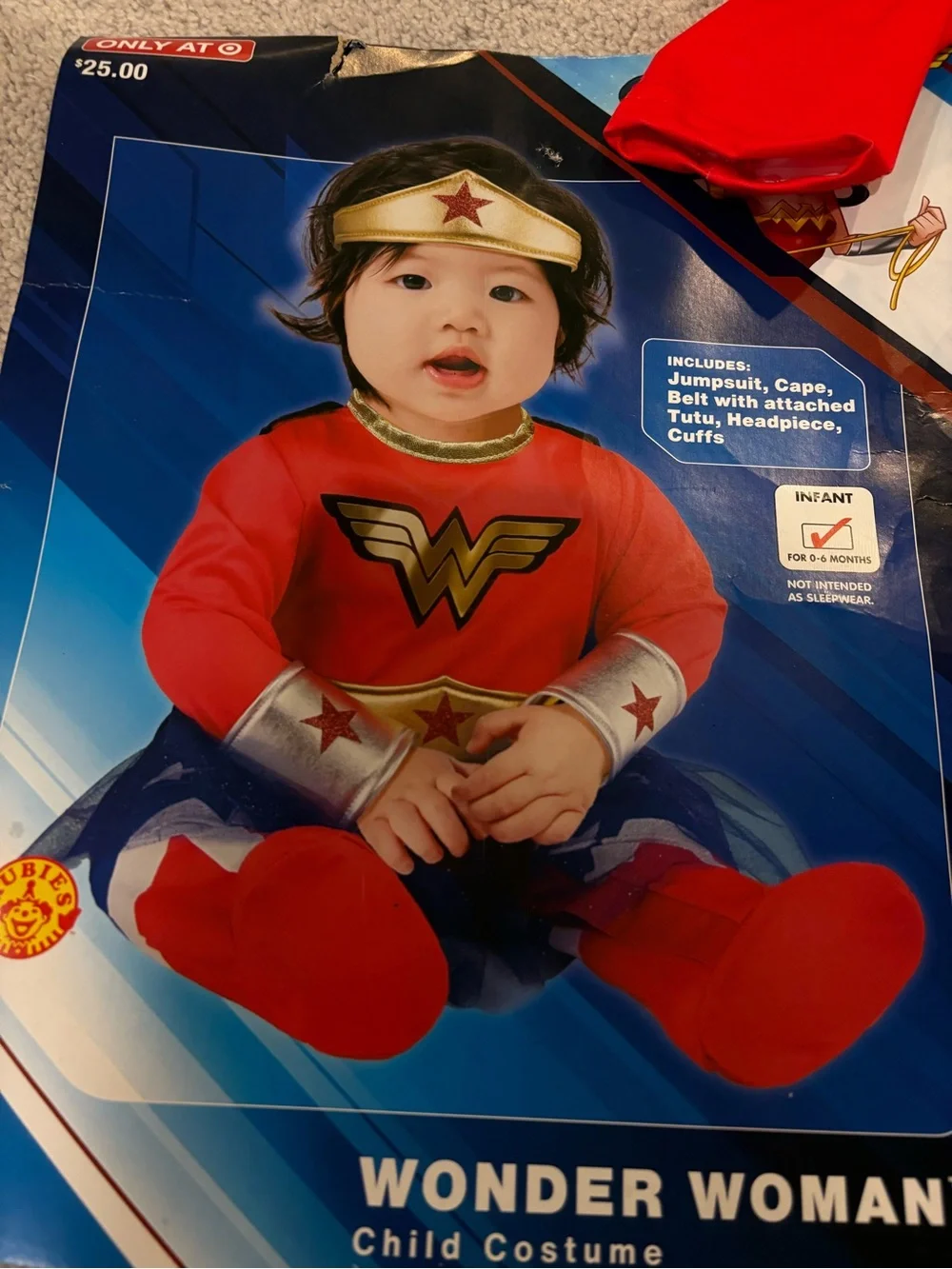 Wonder Woman Infant Costume - Red & Gold 0-6 mo